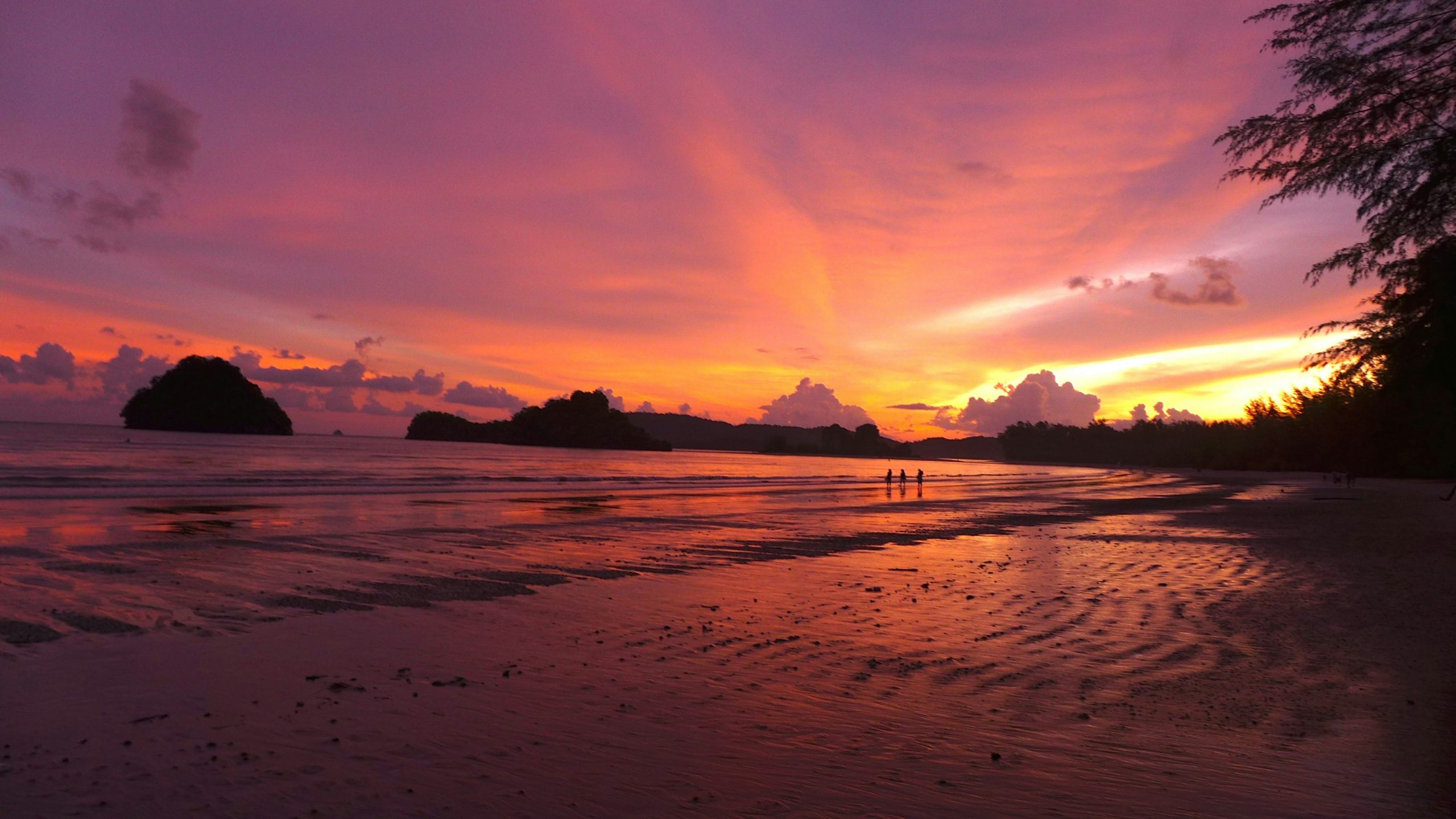Sunset over the tropical coastline of Krabi, Thailand