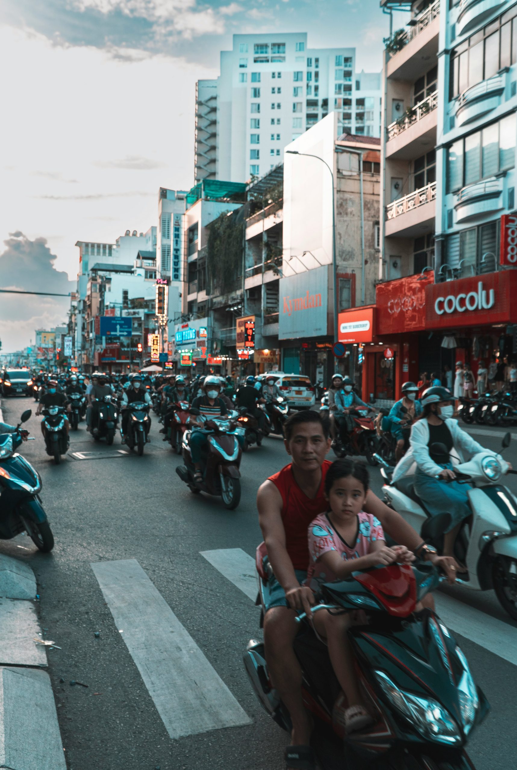 Motorbikes and everyday street traffic in Ho Chi Minh City, Vietnam