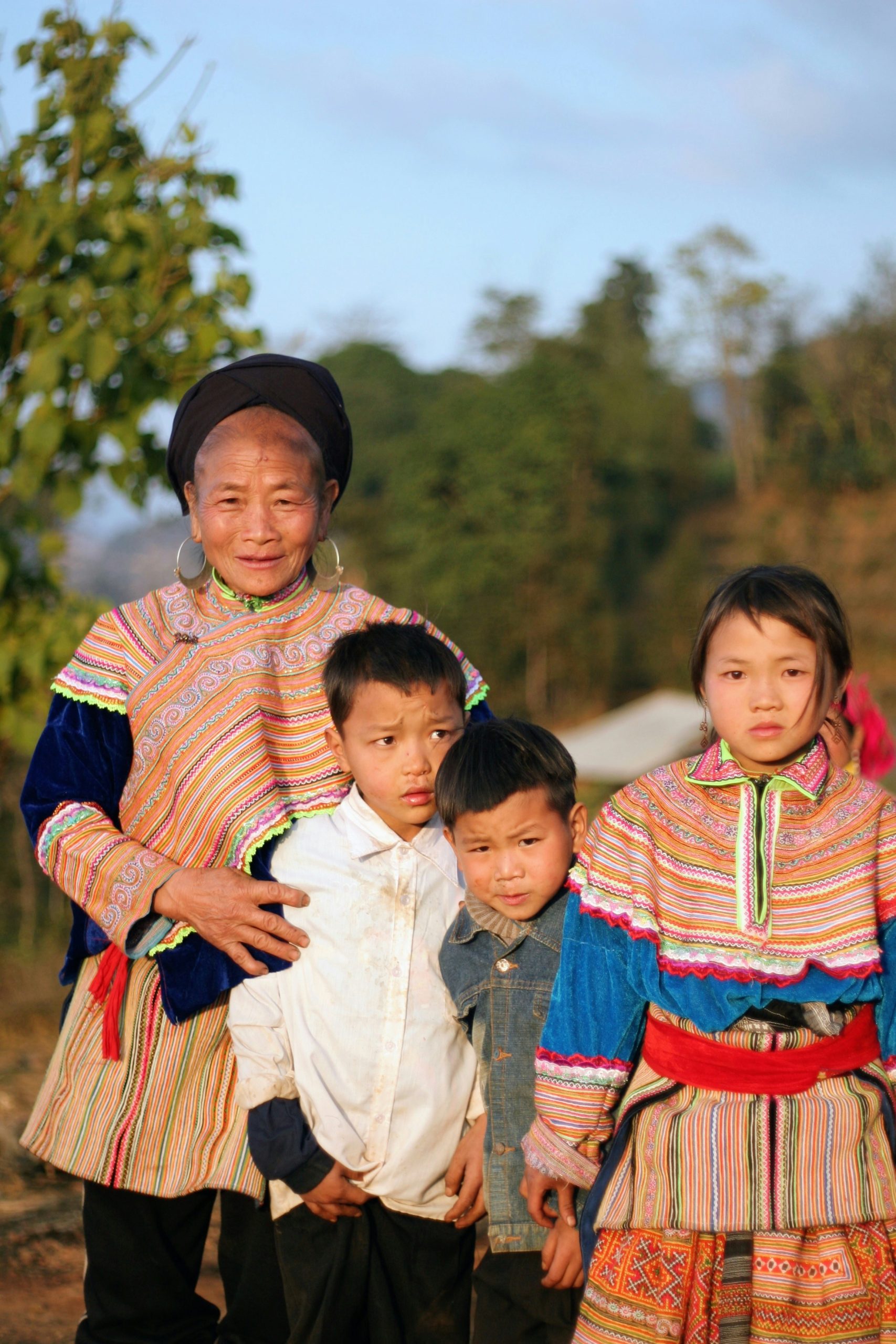 Ethnic minority people wearing traditional clothing in Si Ma Cai, northern Vietnam