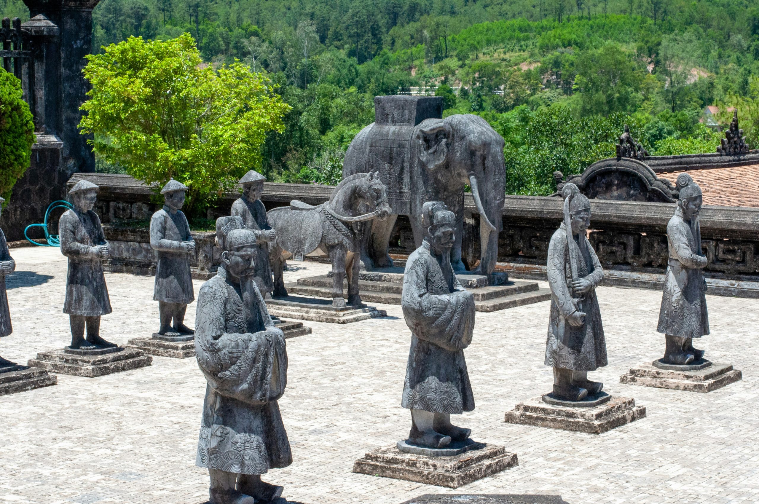 Nguyen Dynasty royal tomb surrounded by gardens in Hue, Vietnam