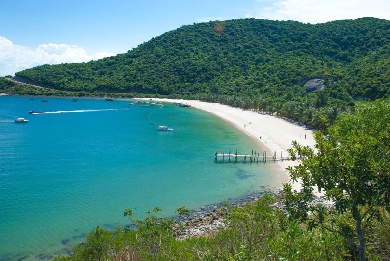 Clear turquoise waters surrounding the Cham Islands in Central Vietnam