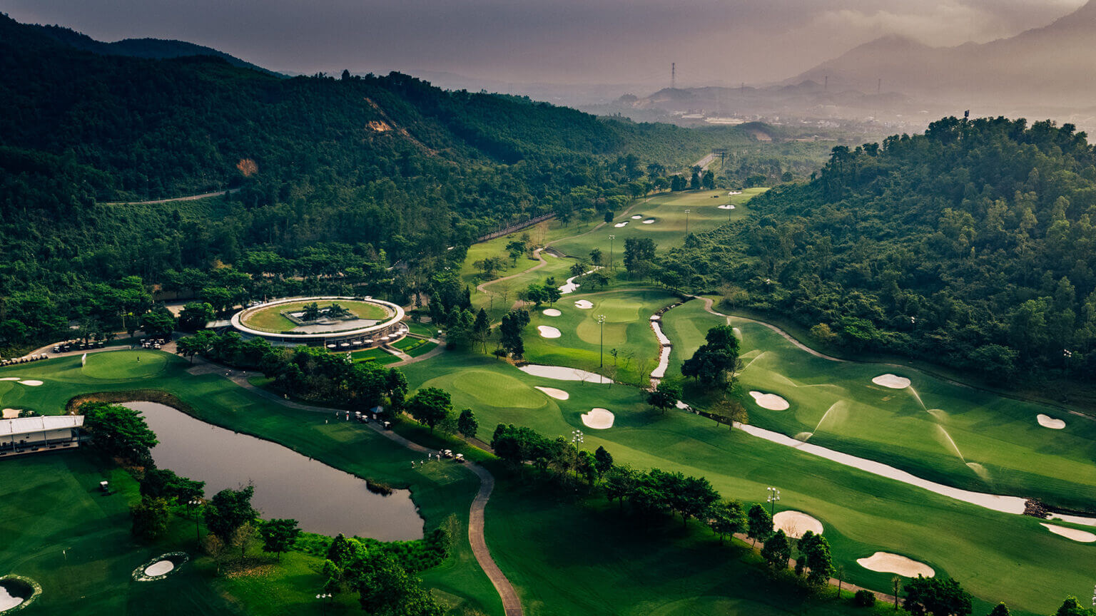 Ba Na Hills Golf Club surrounded by mountains near Da Nang, Vietnam