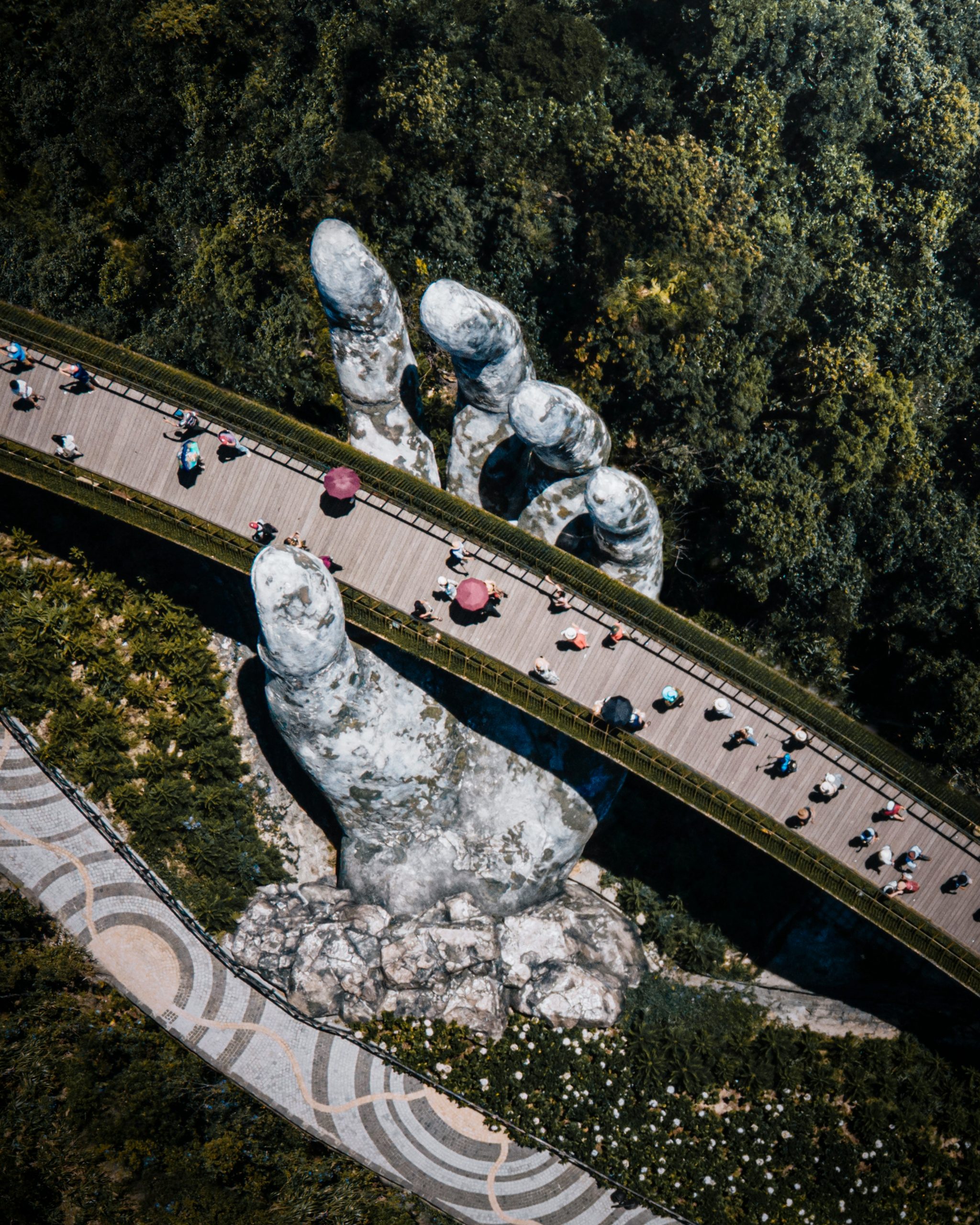 Golden Bridge at Ba Na Hills above the mountains near Da Nang, Vietnam